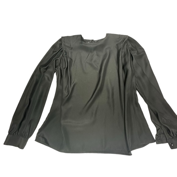 Vintage 80’s Eva Laurel NY Satin Black Blouse 14 - Picture 8 of 12
